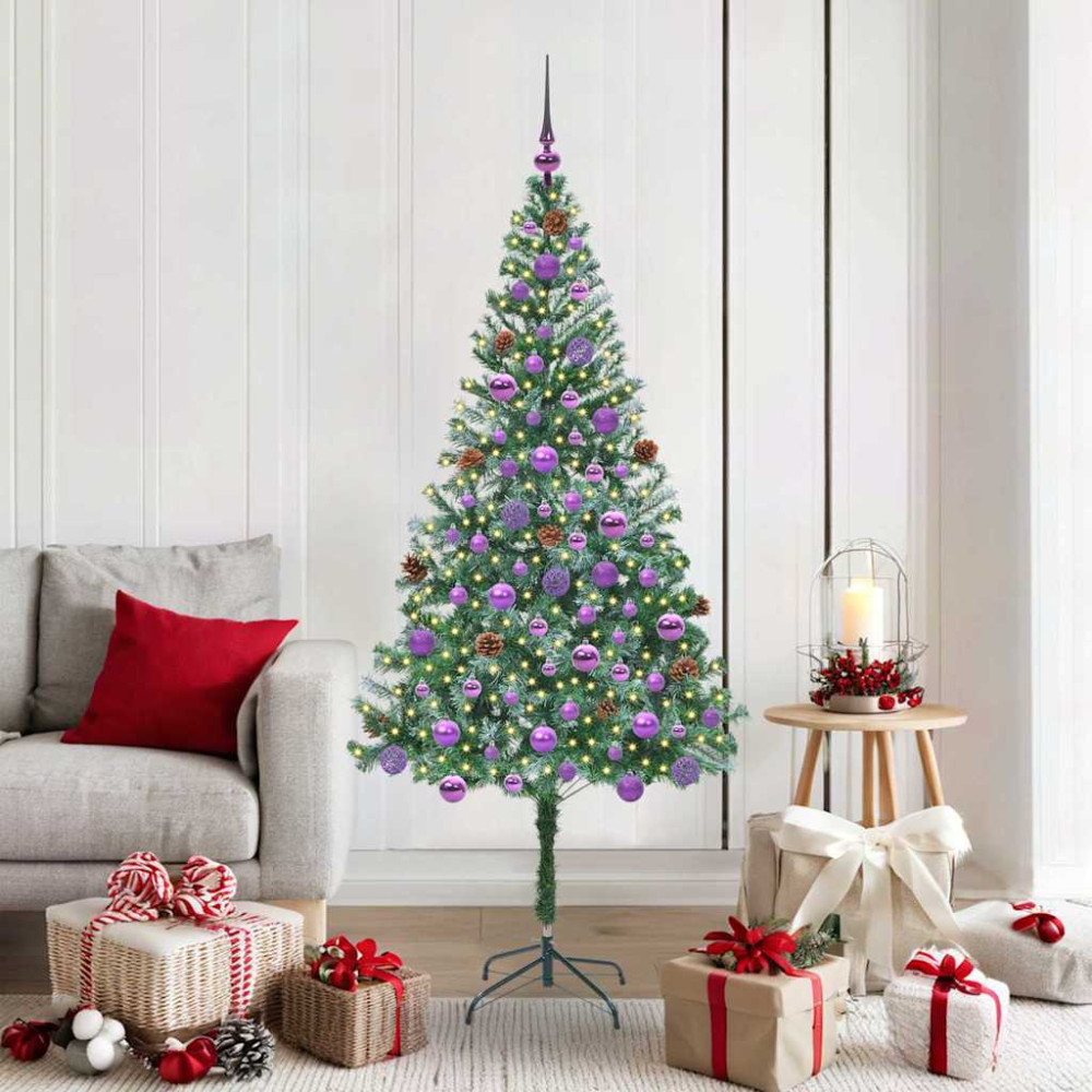 Produktbild för Konstgjord julgran med 300 LED-lampor Grön 180 cm PVC och Stål