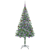 Produktbild för Konstgjord julgran med 300 LED-lampor Grön 180 cm PVC och Stål