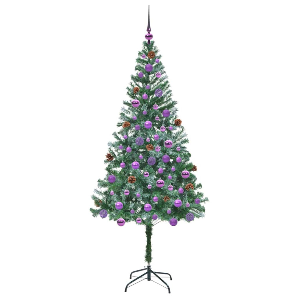 Produktbild för Konstgjord julgran med 300 LED-lampor Grön 180 cm PVC och Stål