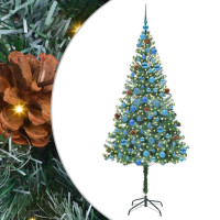 Produktbild för Konstgjord julgran med 300 LED-lampor Grön 180 cm PVC och Stål