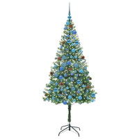 Produktbild för Konstgjord julgran med 300 LED-lampor Grön 180 cm PVC och Stål