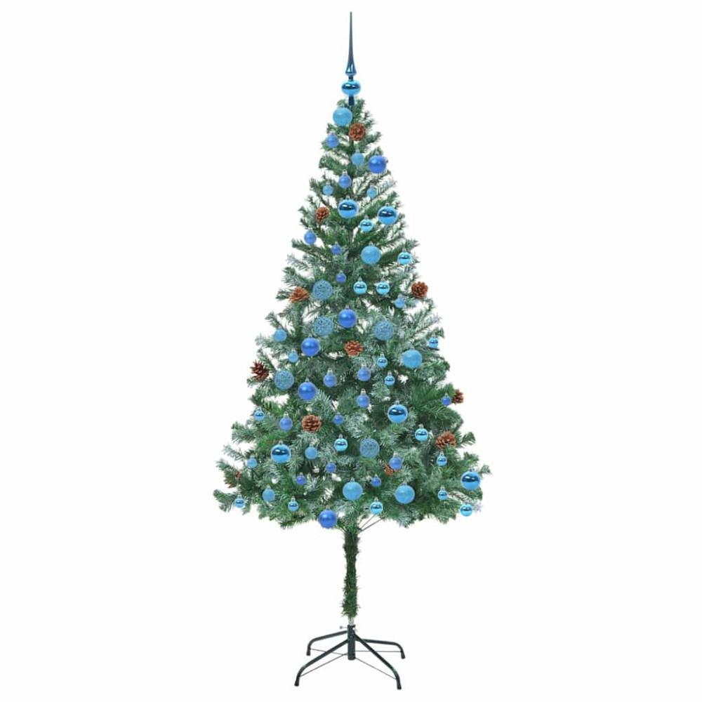 Produktbild för Konstgjord julgran med 300 LED-lampor Grön 180 cm PVC och Stål