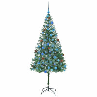 Produktbild för Konstgjord julgran med 300 LED-lampor Grön 180 cm PVC och Stål