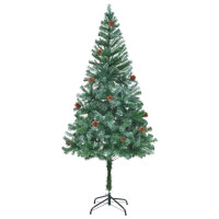 Produktbild för Konstgjord julgran med 300 LED-lampor Grön 180 cm PVC och Stål