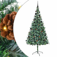 Produktbild för Konstgjord julgran med 300 LED-lampor Grön 210 cm PVC och Stål