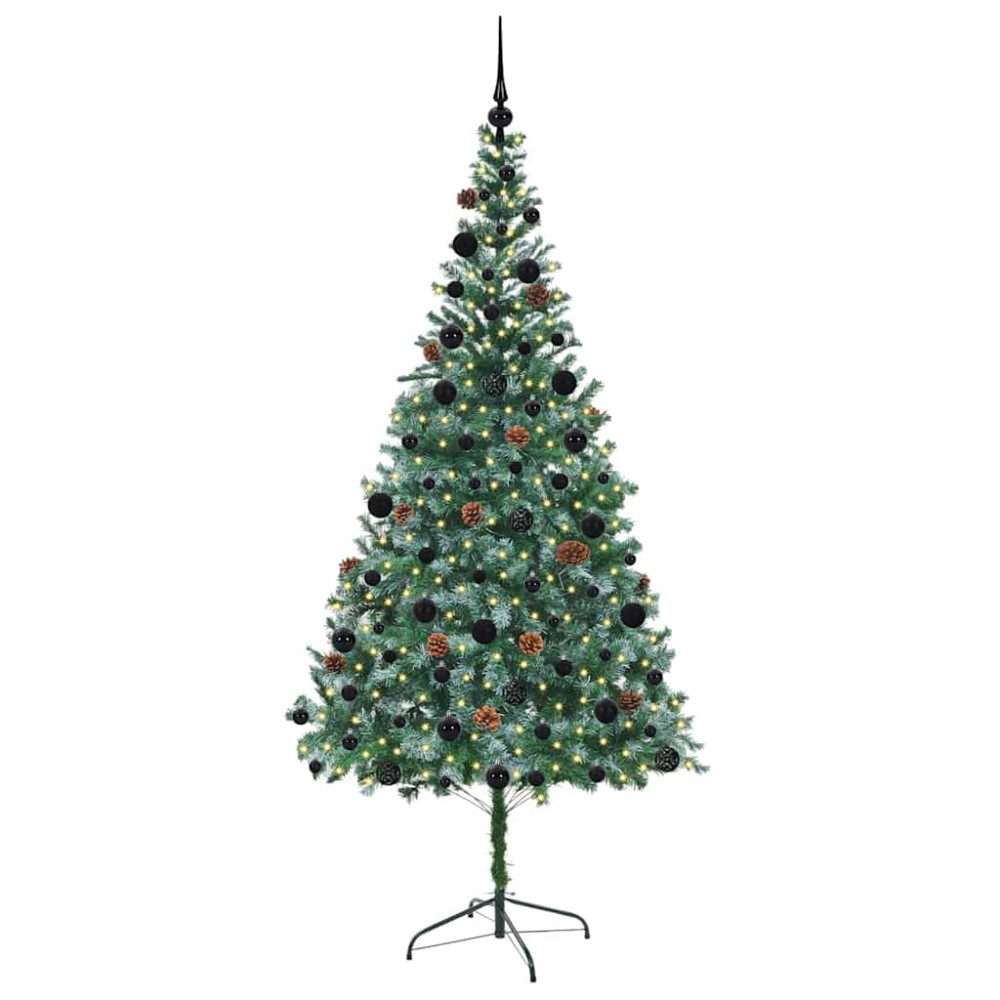 Produktbild för Konstgjord julgran med 300 LED-lampor Grön 210 cm PVC och Stål