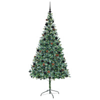 Produktbild för Konstgjord julgran med 300 LED-lampor Grön 210 cm PVC och Stål