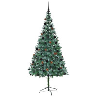 Produktbild för Konstgjord julgran med 300 LED-lampor Grön 210 cm PVC och Stål