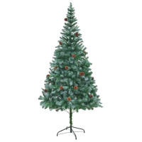 Produktbild för Konstgjord julgran med 300 LED-lampor Grön 210 cm PVC och Stål