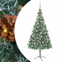 Produktbild för Konstgjord julgran med 300 LED-lampor Grön 210 cm PVC och Stål