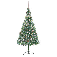 Produktbild för Konstgjord julgran med 300 LED-lampor Grön 210 cm PVC och Stål