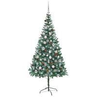 Produktbild för Konstgjord julgran med 300 LED-lampor Grön 210 cm PVC och Stål