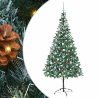 Produktbild för Konstgjord julgran med 300 LED-lampor Grön 210 cm PVC och Stål