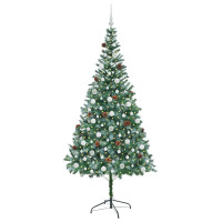 Produktbild för Konstgjord julgran med 300 LED-lampor Grön 210 cm PVC och Stål