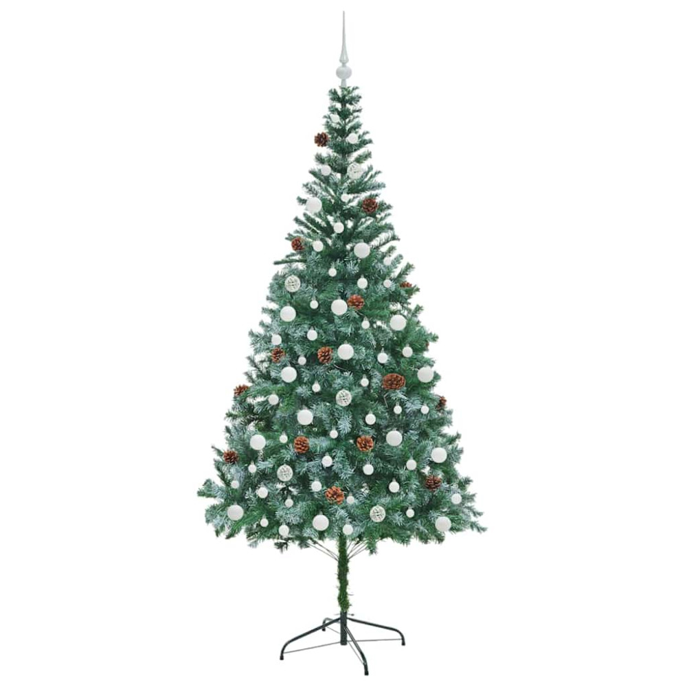 Produktbild för Konstgjord julgran med 300 LED-lampor Grön 210 cm PVC och Stål