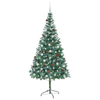 Produktbild för Konstgjord julgran med 300 LED-lampor Grön 210 cm PVC och Stål