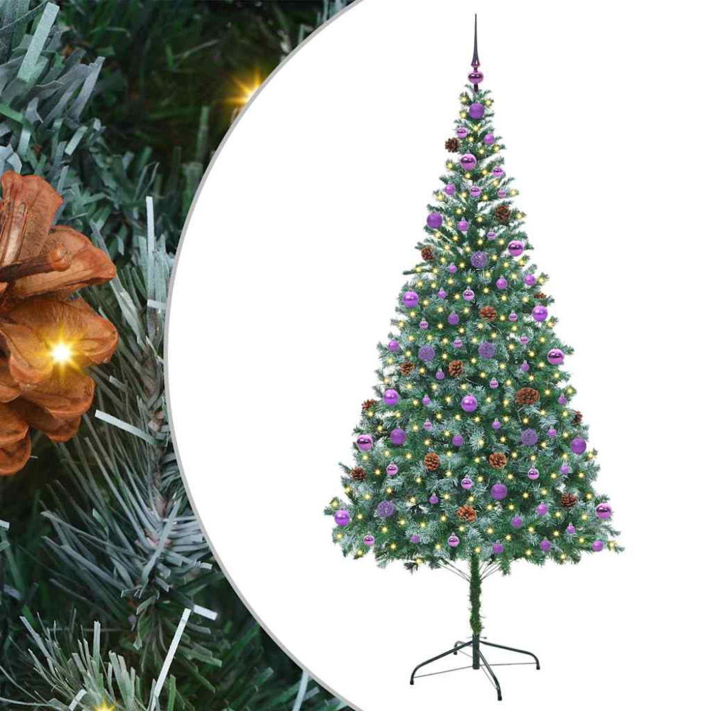 Produktbild för Konstgjord julgran med 300 LED-lampor Grön 210 cm PVC och Stål