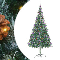 Produktbild för Konstgjord julgran med 300 LED-lampor Grön 210 cm PVC och Stål