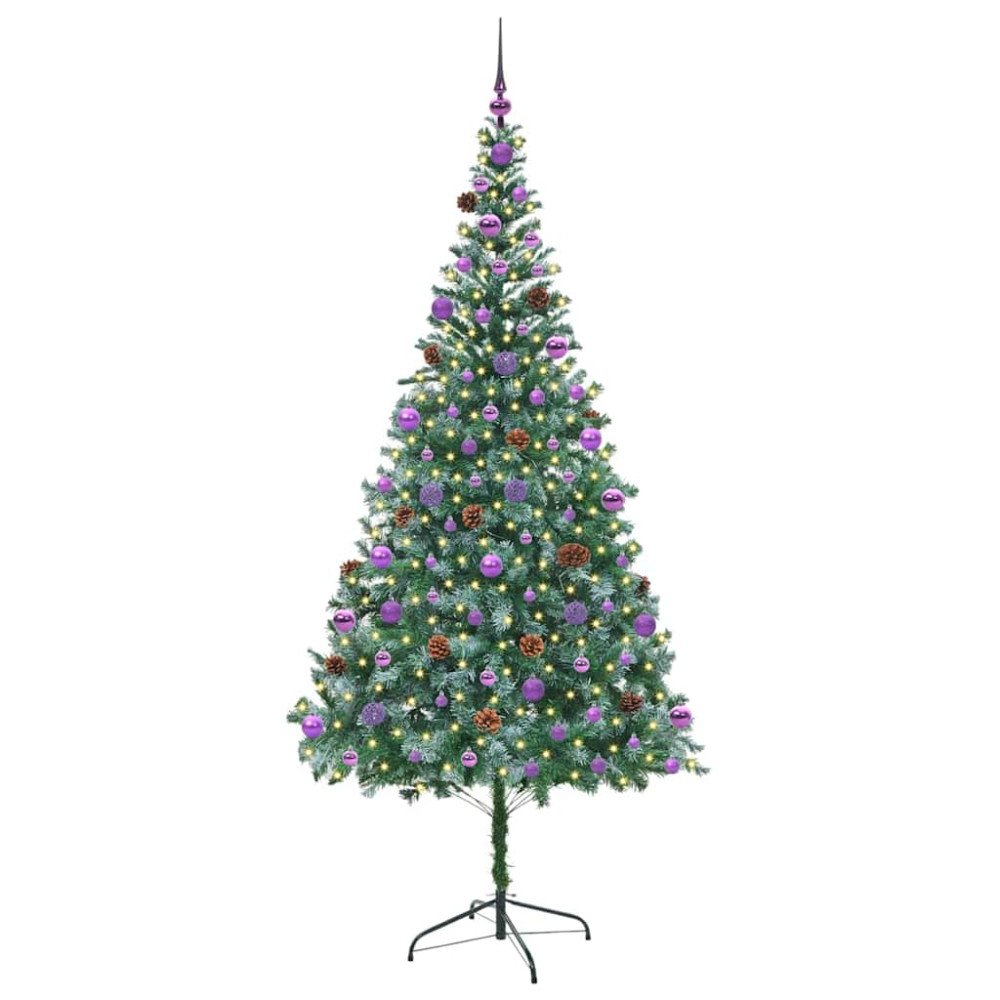Produktbild för Konstgjord julgran med 300 LED-lampor Grön 210 cm PVC och Stål