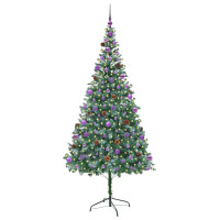 Produktbild för Konstgjord julgran med 300 LED-lampor Grön 210 cm PVC och Stål