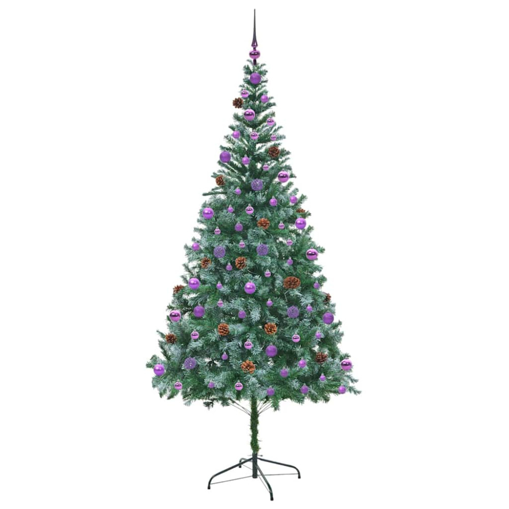 Produktbild för Konstgjord julgran med 300 LED-lampor Grön 210 cm PVC och Stål