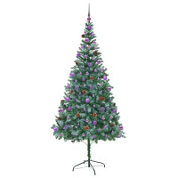 Produktbild för Konstgjord julgran med 300 LED-lampor Grön 210 cm PVC och Stål