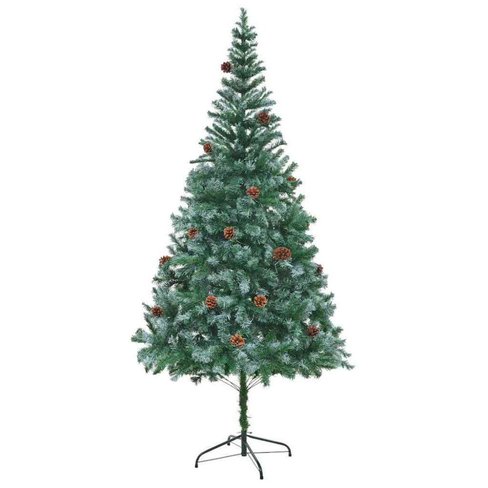 Produktbild för Konstgjord julgran med 300 LED-lampor Grön 210 cm PVC och Stål