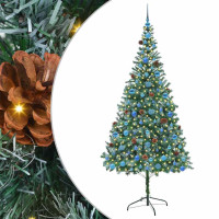 Produktbild för Konstgjord julgran med 300 LED-lampor Grön 210 cm PVC och Stål