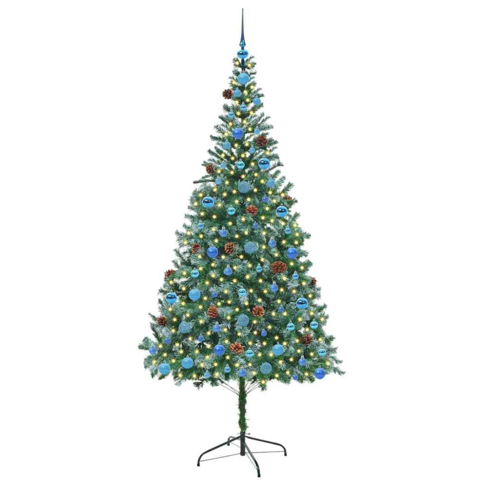 Produktbild för Konstgjord julgran med 300 LED-lampor Grön 210 cm PVC och Stål