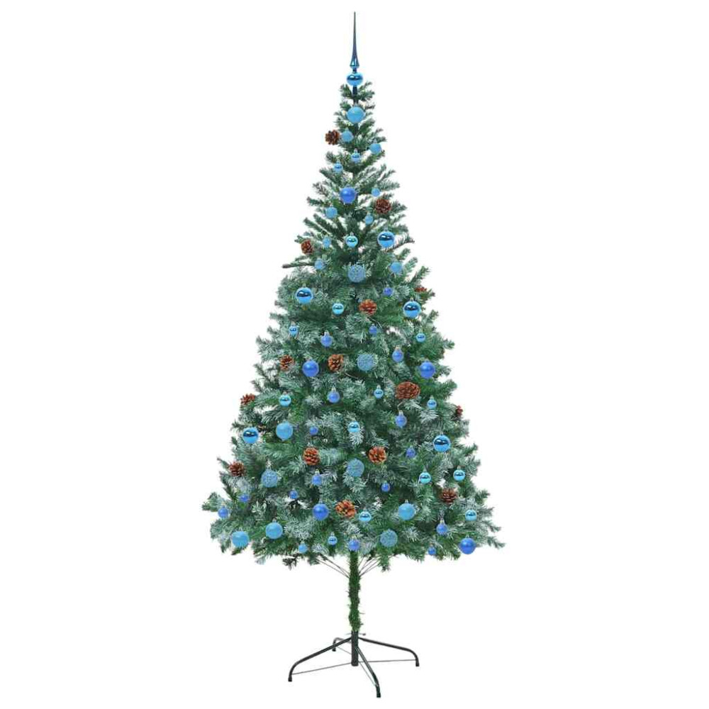 Produktbild för Konstgjord julgran med 300 LED-lampor Grön 210 cm PVC och Stål