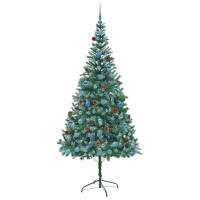 Produktbild för Konstgjord julgran med 300 LED-lampor Grön 210 cm PVC och Stål