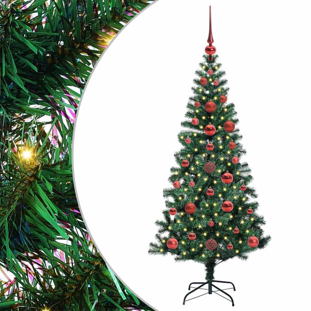 Produktbild för Konstgjord Förbelyst Julgran Grön 120 cm PVC och metall