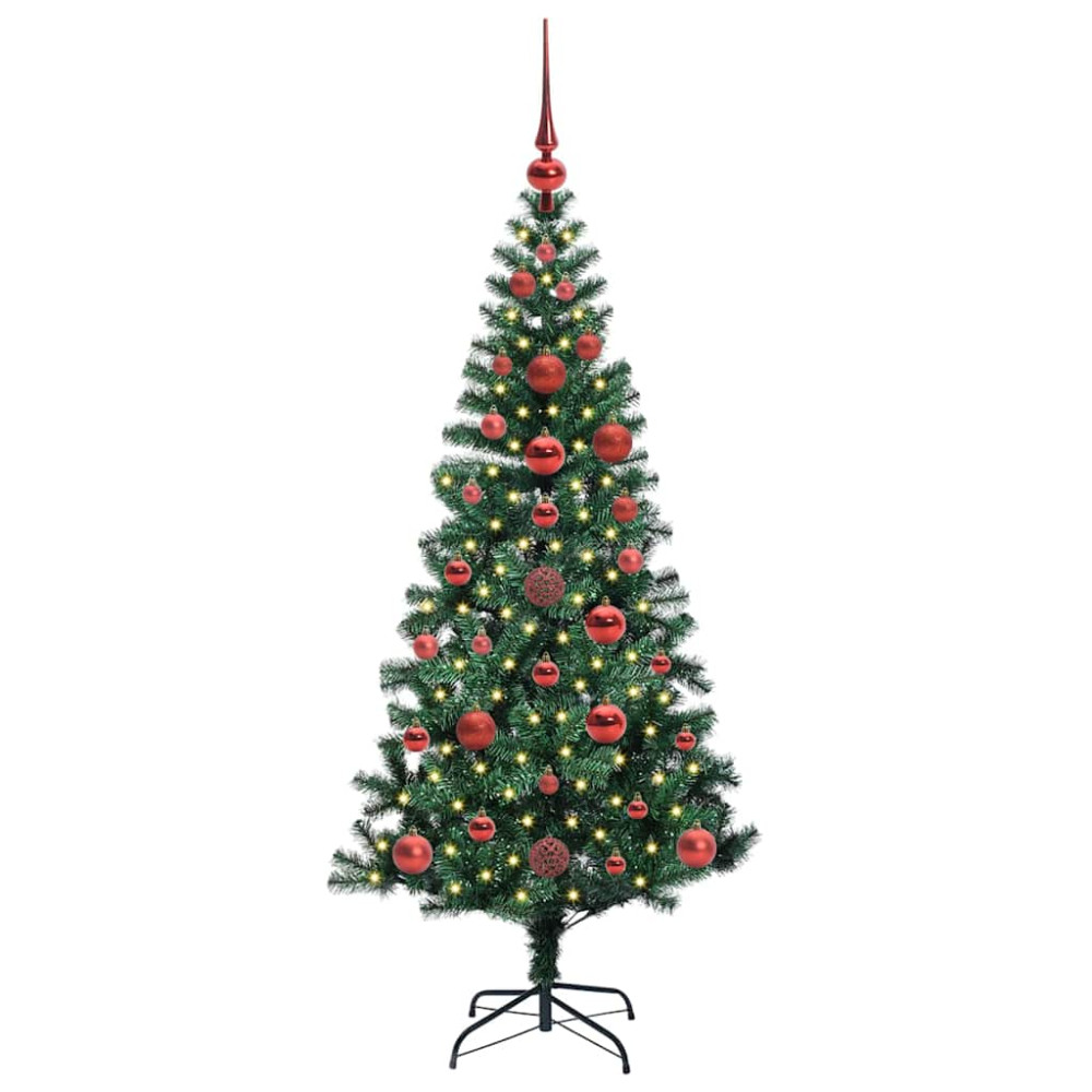 Produktbild för Konstgjord Förbelyst Julgran Grön 120 cm PVC och metall