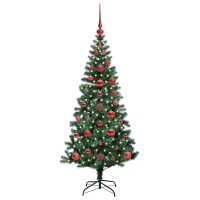 Produktbild för Konstgjord Förbelyst Julgran Grön 120 cm PVC och metall