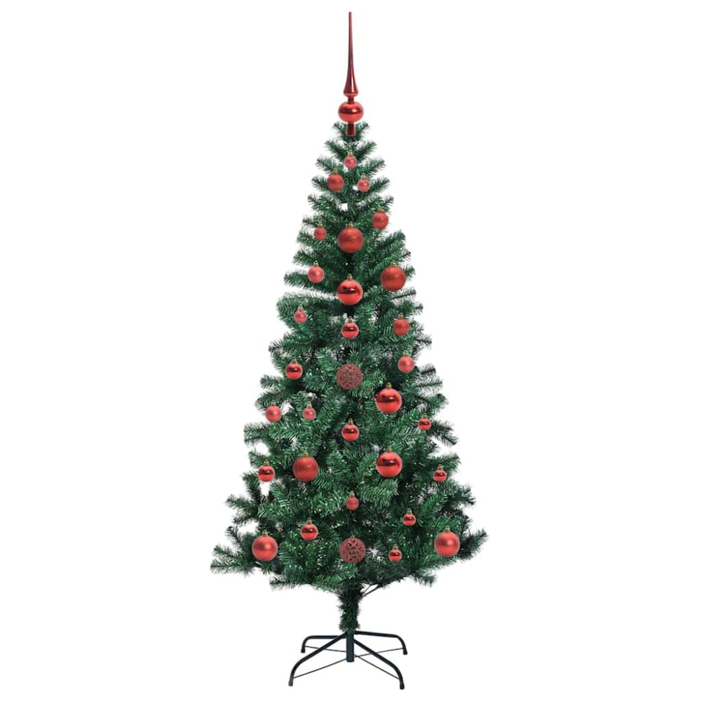 Produktbild för Konstgjord Förbelyst Julgran Grön 120 cm PVC och metall