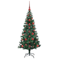 Produktbild för Konstgjord Förbelyst Julgran Grön 120 cm PVC och metall