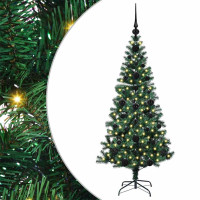 Produktbild för Konstgjord Förbelyst Julgran Grön 120 cm PVC och metall