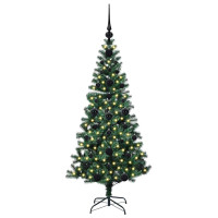 Produktbild för Konstgjord Förbelyst Julgran Grön 120 cm PVC och metall