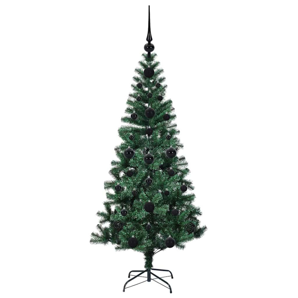Produktbild för Konstgjord Förbelyst Julgran Grön 120 cm PVC och metall