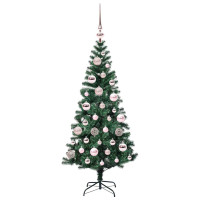 Produktbild för Konstgjord Förbelyst Julgran Grön 120 cm PVC och metall