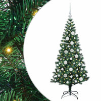 Produktbild för Konstgjord Förbelyst Julgran Grön 120 cm PVC och metall