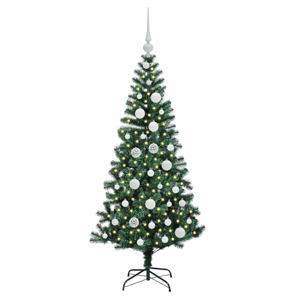 Produktbild för Konstgjord Förbelyst Julgran Grön 120 cm PVC och metall