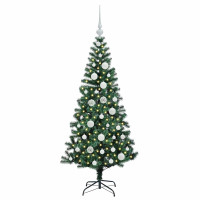 Produktbild för Konstgjord Förbelyst Julgran Grön 120 cm PVC och metall