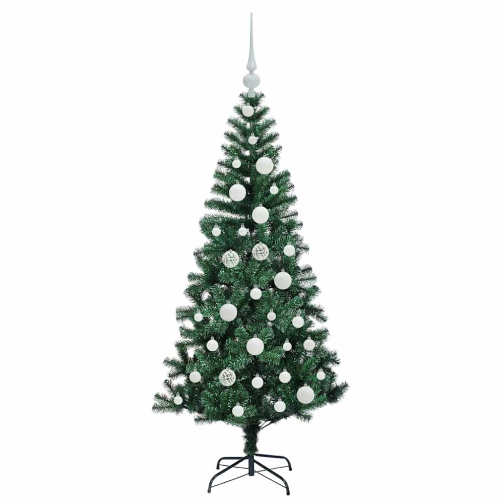 Produktbild för Konstgjord Förbelyst Julgran Grön 120 cm PVC och metall