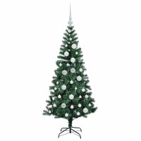 Produktbild för Konstgjord Förbelyst Julgran Grön 120 cm PVC och metall