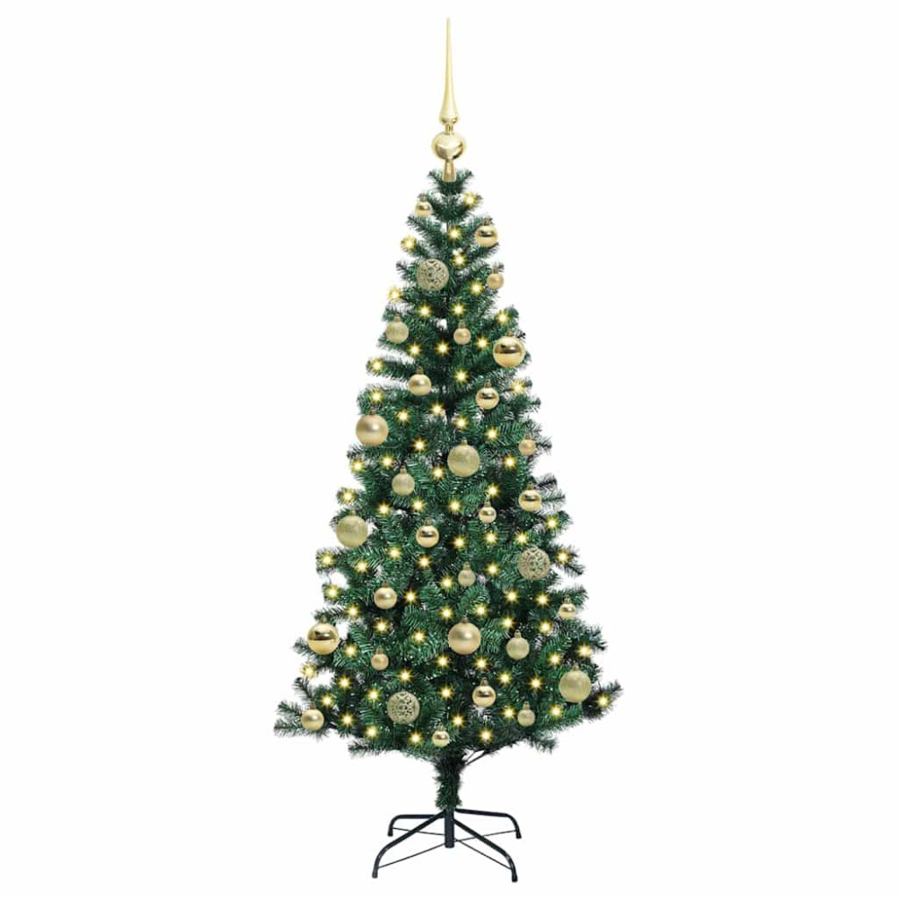 Produktbild för Konstgjord Förbelyst Julgran Grön 120 cm PVC och metall
