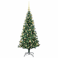 Produktbild för Konstgjord Förbelyst Julgran Grön 120 cm PVC och metall