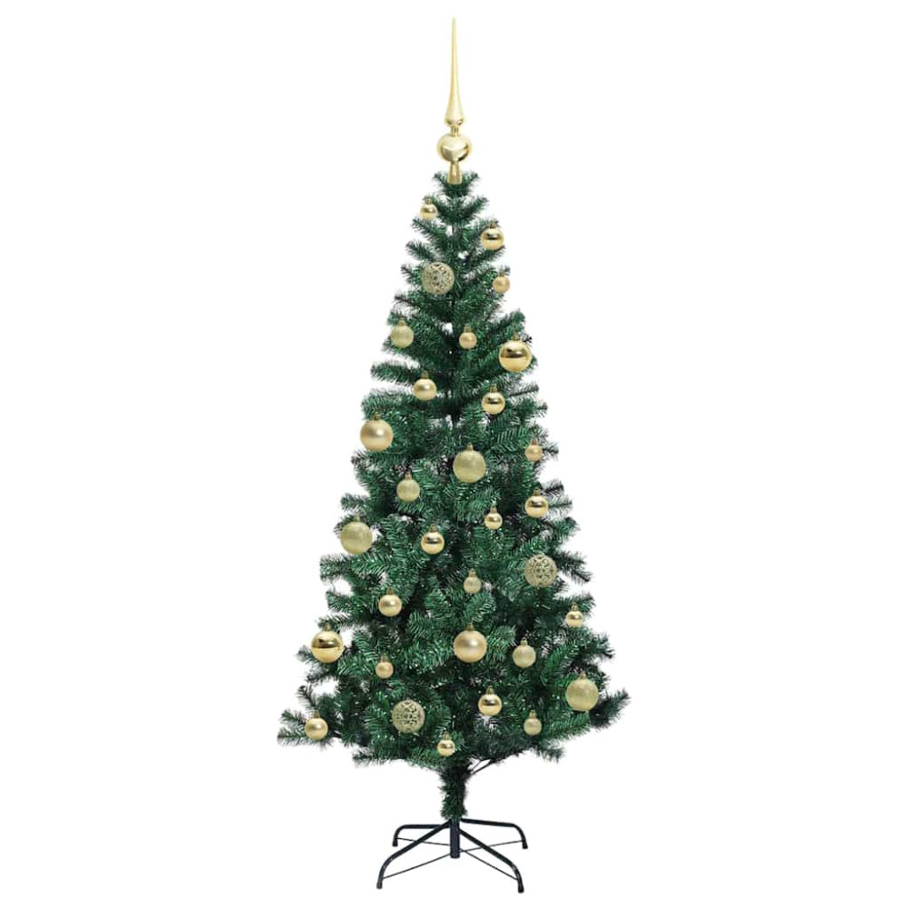 Produktbild för Konstgjord Förbelyst Julgran Grön 120 cm PVC och metall