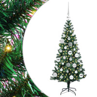 Produktbild för Konstgjord Förbelyst Julgran Grön 120 cm PVC och metall