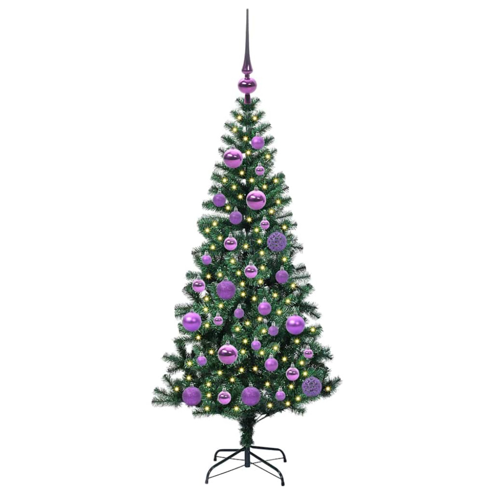 Produktbild för Konstgjord Förbelyst Julgran Grön 120 cm PVC och metall